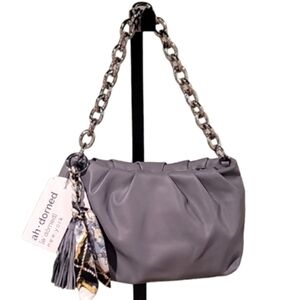 NEW! AH-DORNED Vegan Leather Bag Purse Chain Strap Tassel Scarf Accent.